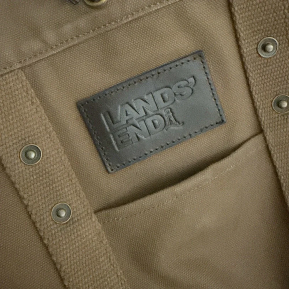 LANDS END | Waxed Canvas Brown Heavy Duty Water Resistant Laptop Backpack Travel